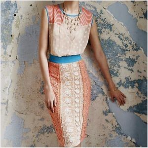 Anthropologie Champagne & Strawberry Ephemere Dress